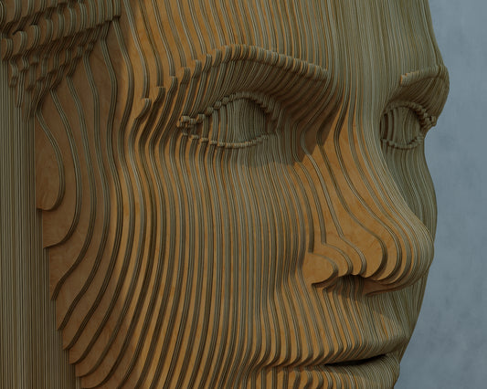 Gaia: Parametric Wooden Woman's Face Wall Decor