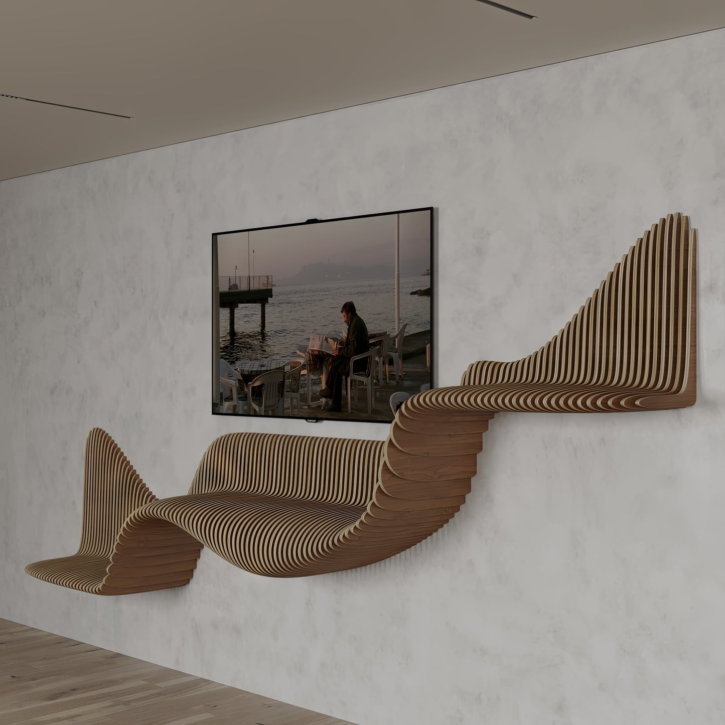 Gaia: Parametric Three-Tiered Wavy Wall Shelf